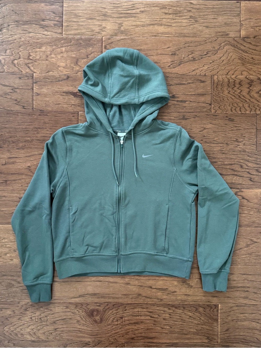 Nike Dri FIT One Women's Full Zip French Terry Hoodie Vintage Green Size Small